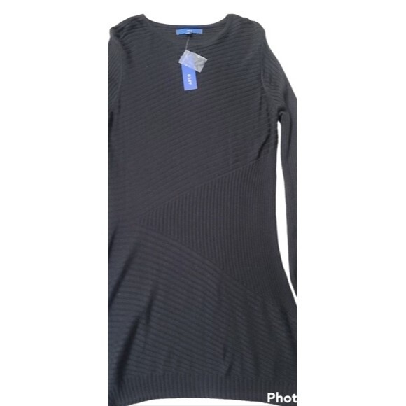 Apt. 9 Ribbed Tunic Black Sweater Dress Balloon Long Sleeves Size Medium - Picture 6 of 6